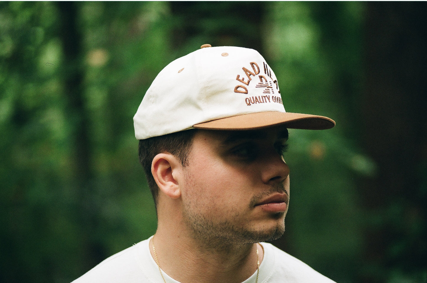 Classic 5-Panel Snapback - Cream/Brown